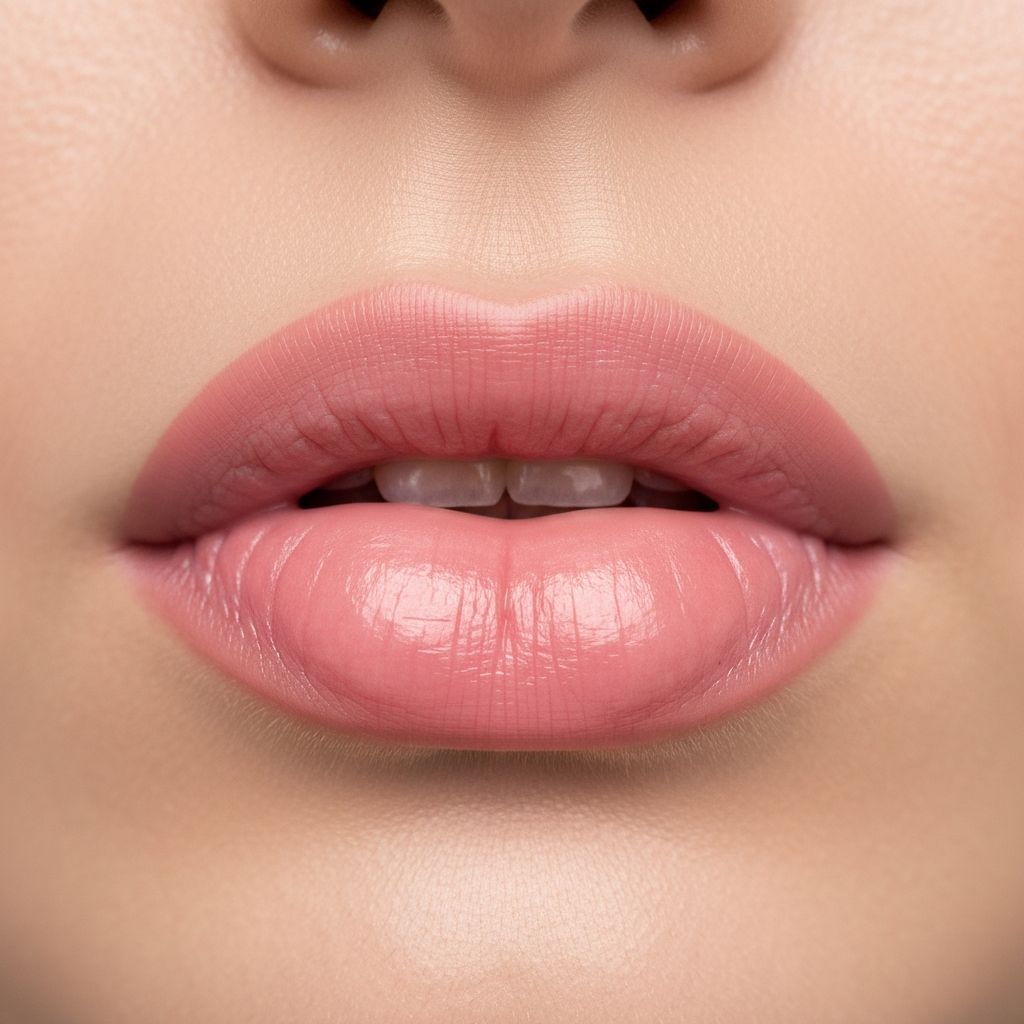 Before and after lip filler enhancement treatment showing natural volume increase